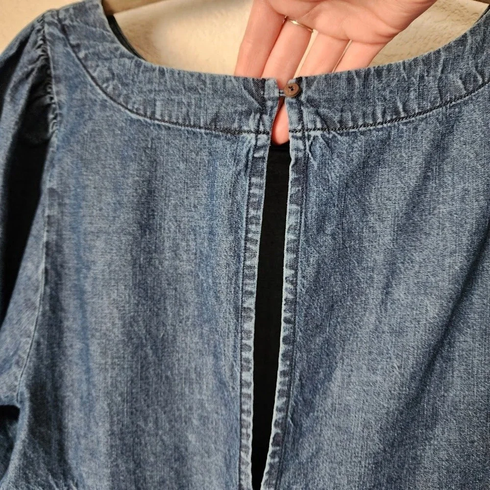 FREE PEOPLE Get Obsessed Denim Babydoll Mini Dress artsy casual denimcore XS - Picture 5 of 8